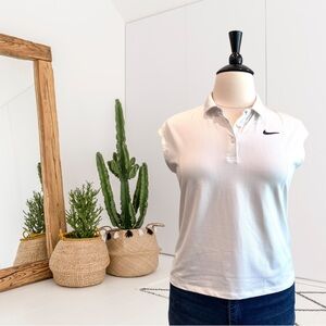 NIKE Dri-Fit Cap Sleeve 1/4 Button Front Polo Top